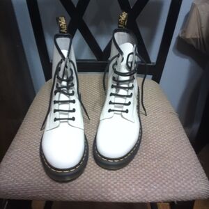 Dr. Martens White Leather Women's Boots
